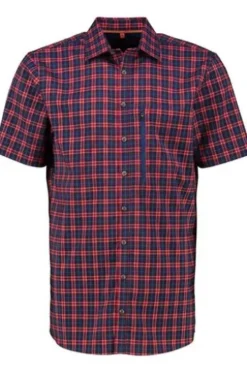 OS TRACHTEN Funktions Hemd rot kariert Regular Fit Kurzarm Stretch