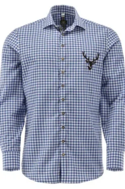OS TRACHTEN Hemd blau kariert Slim Fit Langarm