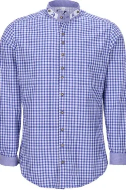 OS TRACHTEN Hemd blau kariert Slim Fit Langarm