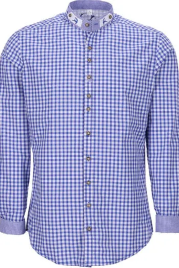 OS TRACHTEN Hemd blau kariert Slim Fit Langarm