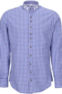 OS TRACHTEN Hemd blau kariert Slim Fit Langarm