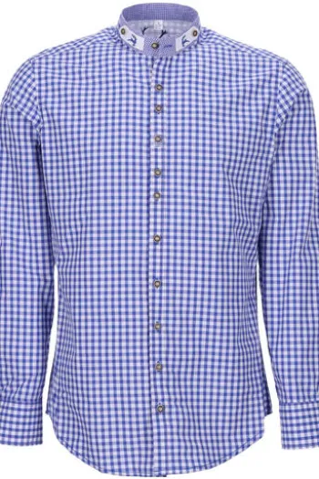 OS TRACHTEN Hemd blau kariert Slim Fit Langarm