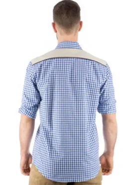 OS TRACHTEN Hemd blau kariert Regular Fit Langarm mit Stickerei