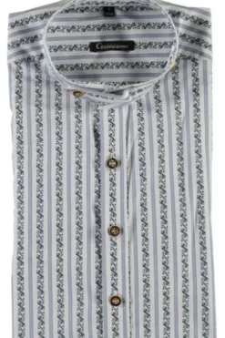 OS TRACHTEN Hemd blau Slim Fit Langarm Stehkragen