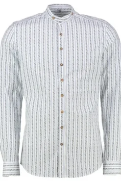 OS TRACHTEN Hemd blau Slim Fit Langarm Stehkragen