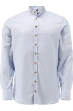 OS TRACHTEN Hemd mittelblau gemustert Slim Fit Langarm