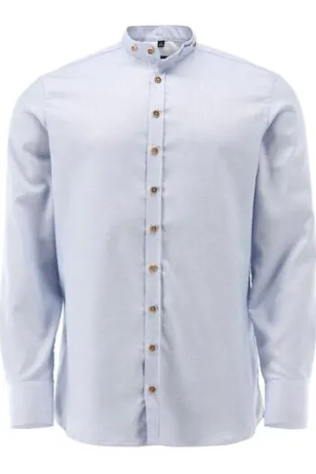 OS TRACHTEN Hemd mittelblau gemustert Slim Fit Langarm