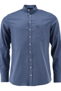 OS TRACHTEN Hemd mittelblau gemustert Slim Fit Langarm