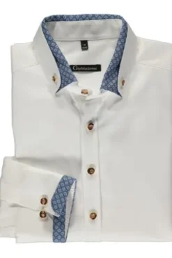 OS TRACHTEN Hemd weiss/blau Slim Fit