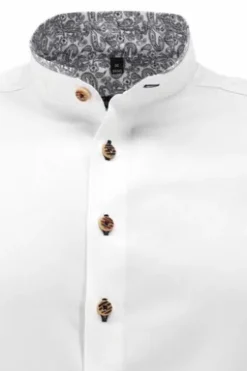 OS TRACHTEN Hemd weiss/kornblau Slim Fit Langarm