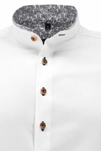 OS TRACHTEN Hemd weiss/kornblau Slim Fit Langarm