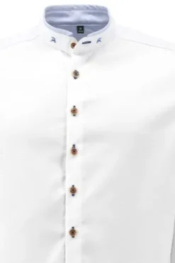 OS TRACHTEN Hemd weiss/mittelblau Slim Fit Langarm