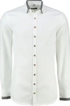 OS TRACHTEN Hemd weiss/schwarz Slim Fit
