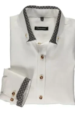 OS TRACHTEN Hemd weiss/schwarz Slim Fit