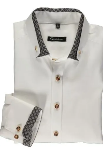 OS TRACHTEN Hemd weiss/schwarz Slim Fit