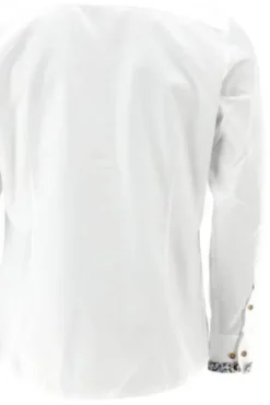 OS TRACHTEN Hemd weiss/t-grün Slim Fit Langarm