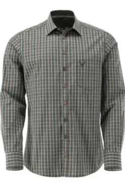 OS TRACHTEN Jagd Hemd oliv kariert Slim Fit