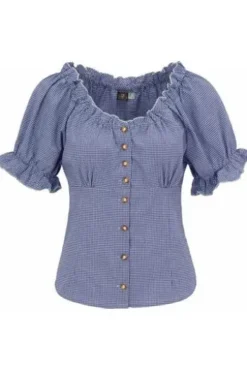 OS TRACHTEN Karo-Bluse marine