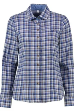 OS TRACHTEN Karo-Flanell-Bluse blau kariert