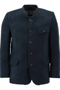 OS TRACHTEN Micro Janker marine einfarbig Slim Fit