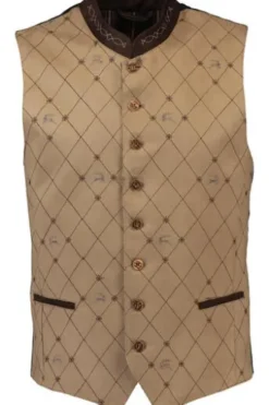 OS TRACHTEN Micro-Weste beige gemustert mit Rautenmuster