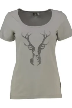 OS TRACHTEN Shirt grau mit Hirsch-Applikation