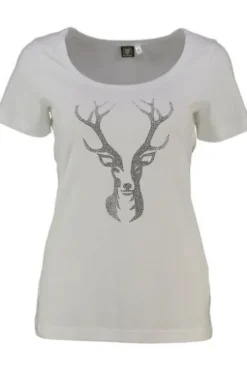 OS TRACHTEN Shirt weiß mit Hirsch-Applikation