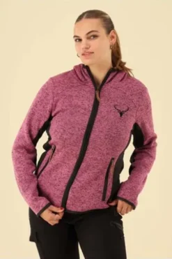 OS TRACHTEN Strickfleece-Jacke himbeere