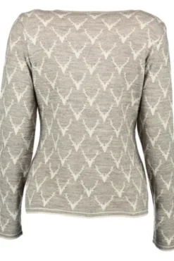 OS TRACHTEN Strickjacke taupe mit Hirschgeweih-Jacquard Dessin