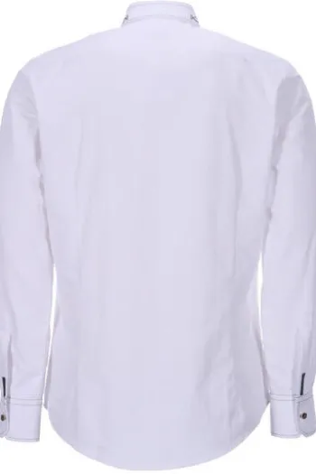 OS TRACHTEN Trachtenhemd weiss/grün Slim Fit Langarm