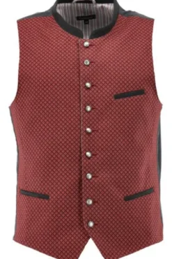 OS TRACHTEN Weste rot gemustert Slim Fit