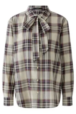 OUI Bluse Stone-taupe kariert