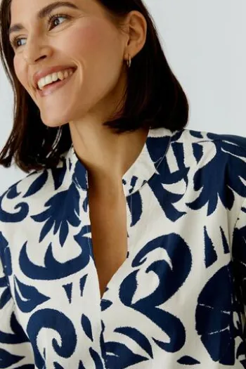 OUI Kleid white blue gemustert