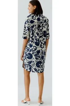OUI Kleid white blue gemustert