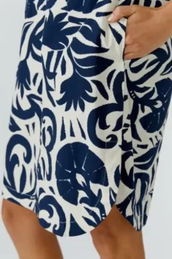 OUI Kleid white blue gemustert