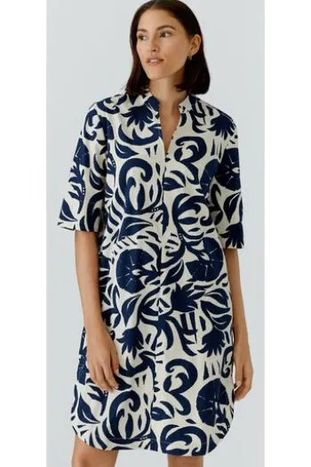 OUI Kleid white blue gemustert