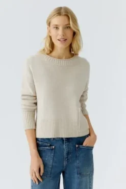 OUI Pullover light beige melange
