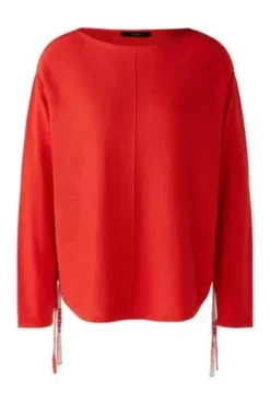 Oui Pullover mit Seide aura orange