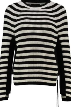 OUI Pullover RUBI schwarz Baumwolle mit Reißverschluss