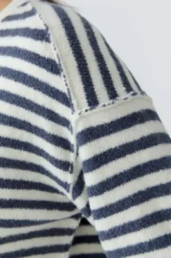 OUI Pullover white blue gestreift 3/4-Arm