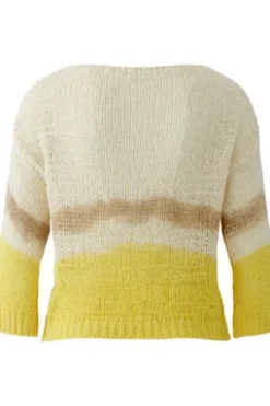 OUI Pullover yellow white gemustert 3/4-Arm