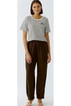 OUI Shirt brown gestreift