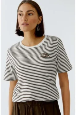 OUI Shirt brown gestreift
