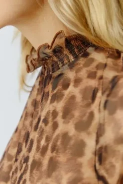 OUI Shirt camel/grey gemustert