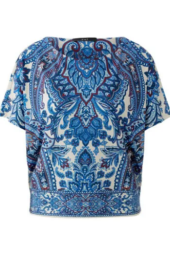 OUI Shirt offwhite blue gemustert