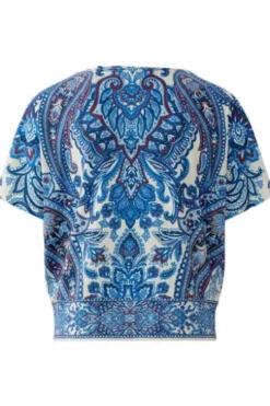 OUI Shirt offwhite blue gemustert