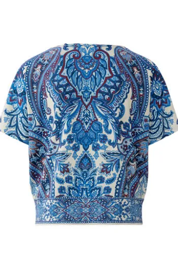 OUI Shirt offwhite blue gemustert