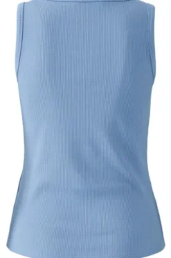 OUI Top blau in Ripp-Struktur