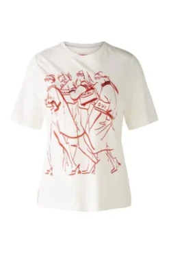 Oui T-Shirt 100% Organic Cotton white red
