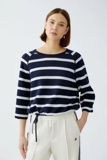 OUI Wende-Pullover darkblue gestreift 3/4-Arm
